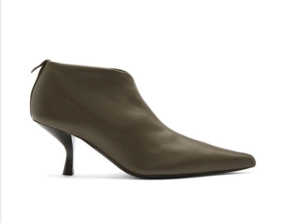 The Row Bourgeoise Stretch Nappa Leather Ankle Boots Khaki IT 38 US 8 $1190